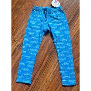 NWT Dot Dot Smile Leggings Cars Trucks Blue Pattern 3/4